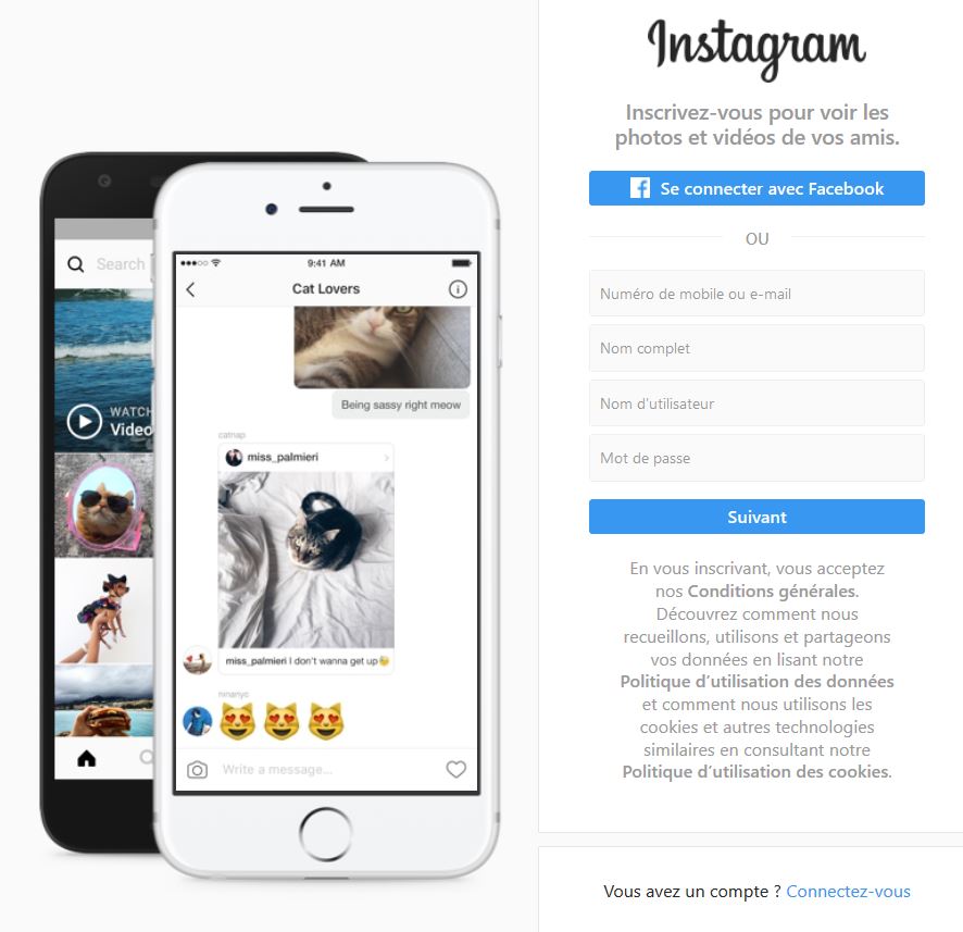 L'interface d'Instagram