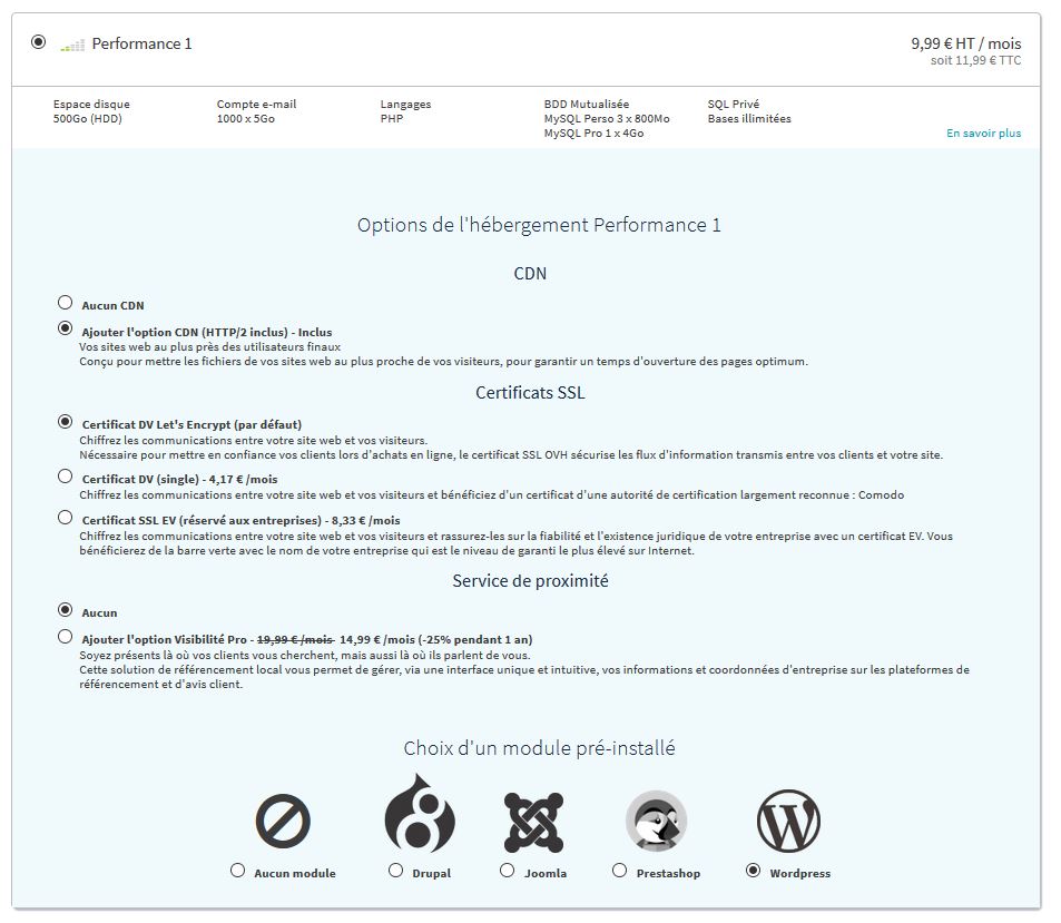 Installer WordPress chez OVH sur un serveur performance