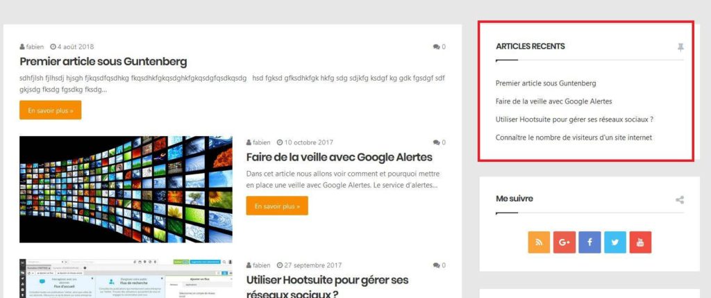 Résultat de l'affichage du widget