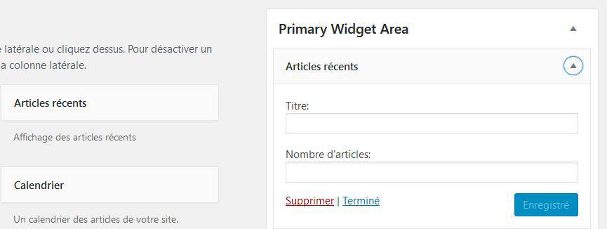 Résultats des champs dans le widget