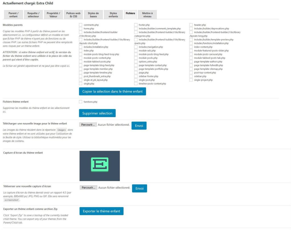 Modifier le thème enfant WordPress