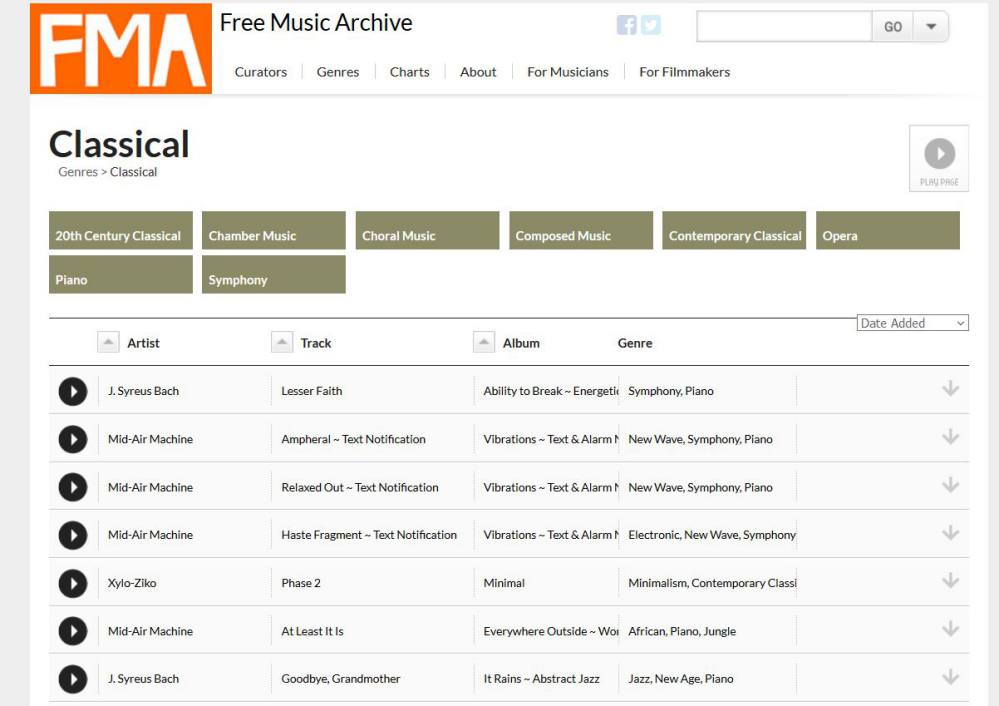 Free Music Archive -Plateforme de sons en ligne