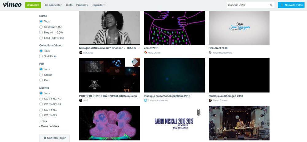 Vimeo - Recherchez des musiques gratuites avec licence Creative Commons