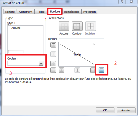 Créer une diagonale dans une cellule Excel