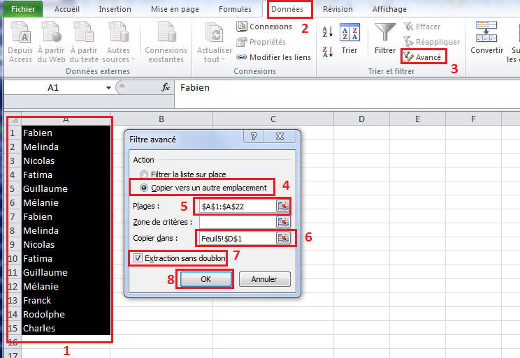 Extraire les données avec Excel