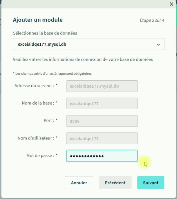 Connexion à la base de données Connexion à la base de données