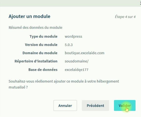 Résumé de l'installation Résumé de l'installation