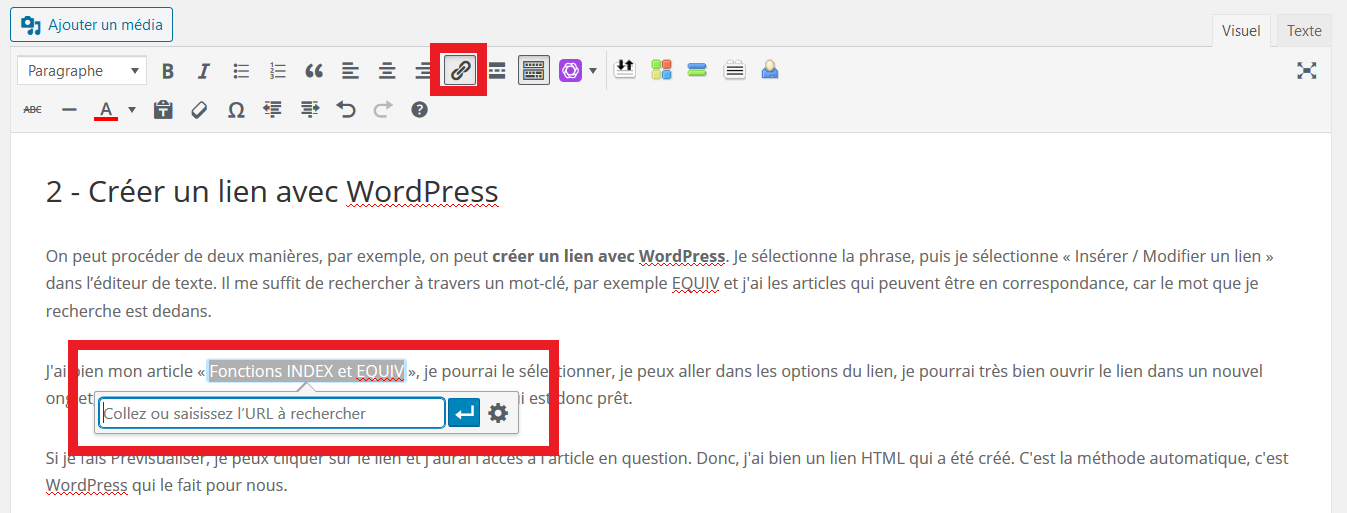 Créer un lien HTML avec WordPress