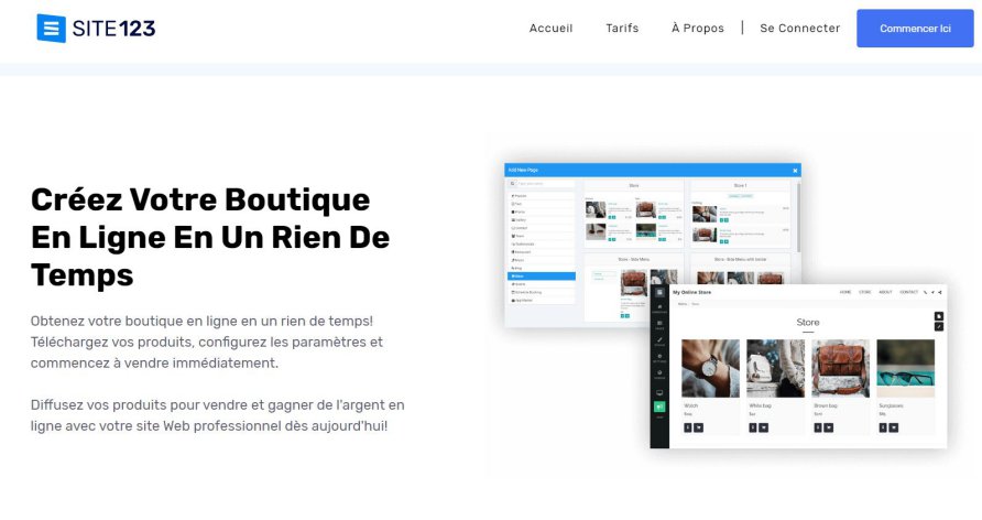 Créer une boutique en ligne avec site123.com