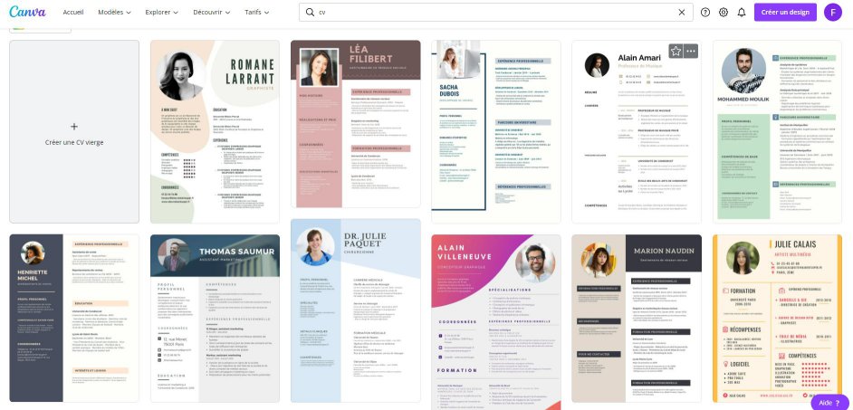 Modèles de CV gratuits