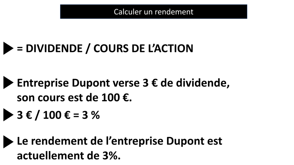 Définition du rendement et exemple de calcul