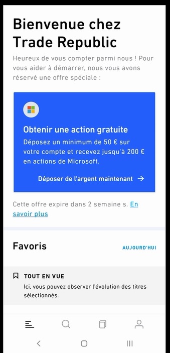 Utiliser un compte sur l'application Trade Republic