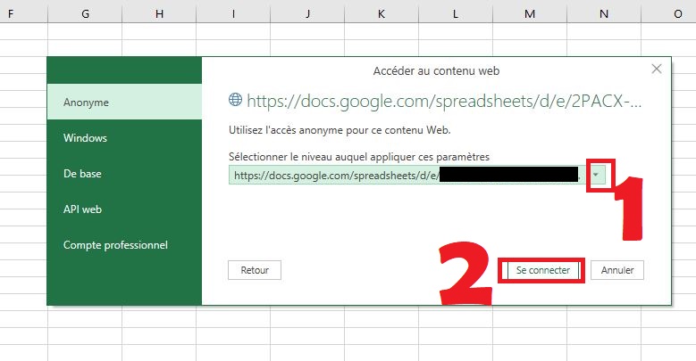 Connexion à la feuille Google Finance