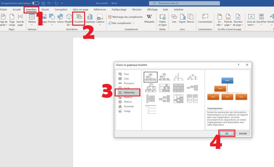 Insérer un organigramme dans Word