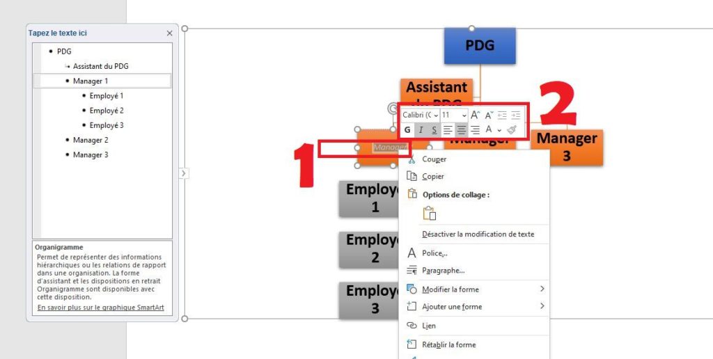 Personnaliser le style graphique de l'organigramme