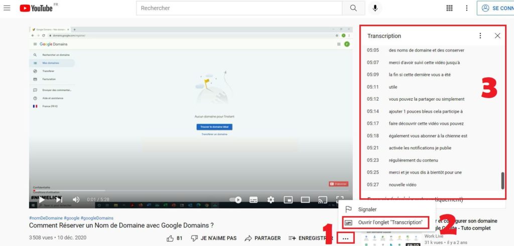 transcription vidéo YouTube gratuit