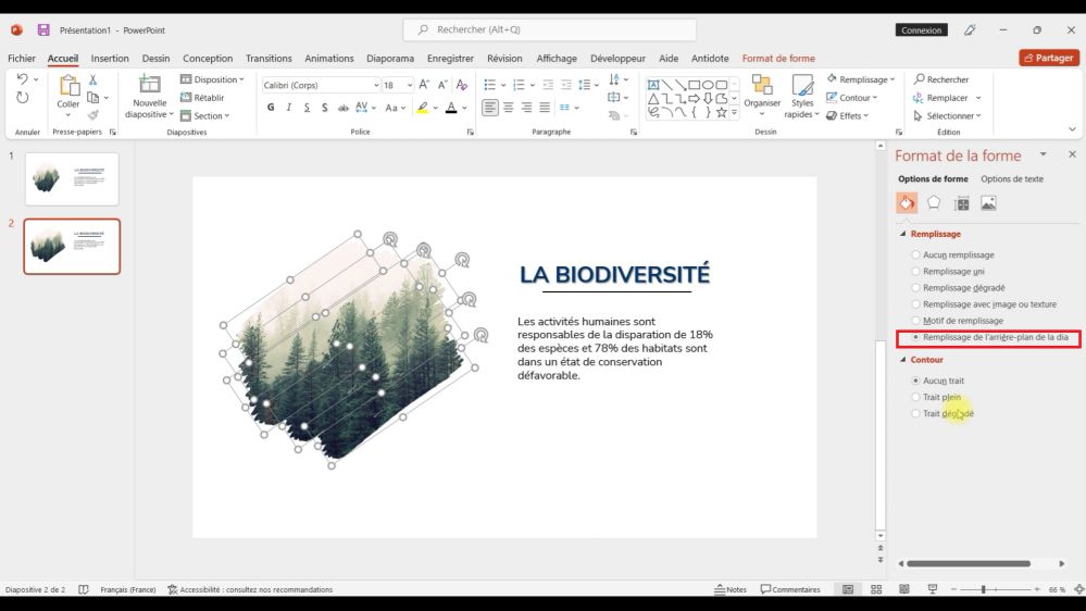 Remplissage de l'arrière plan