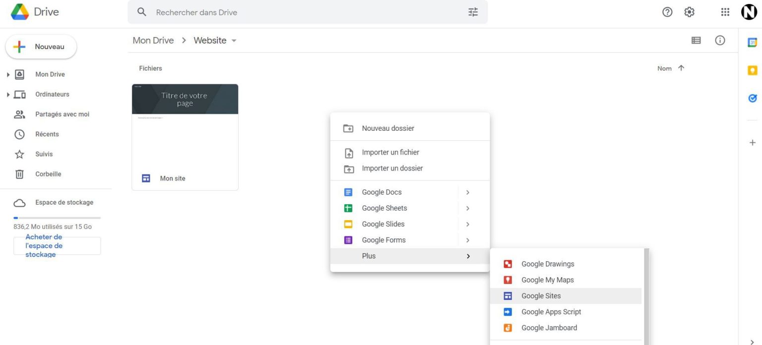 création de site internet google
