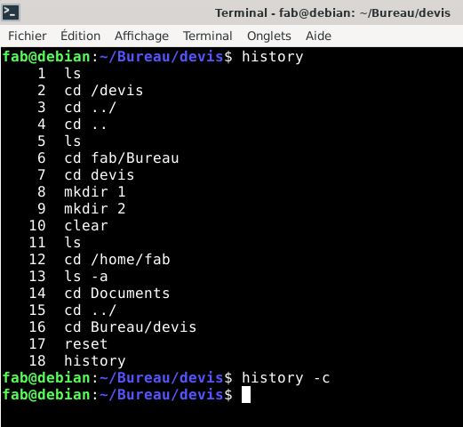 Effacer historique Linux