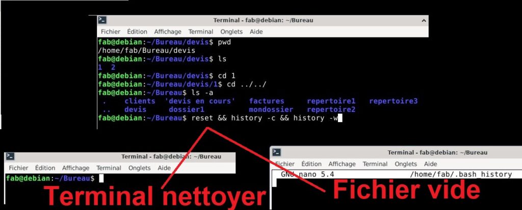 Effacer / nettoyer historique terminal Linux