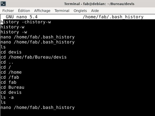 Fichier Sauvegarde historique commande Linux
