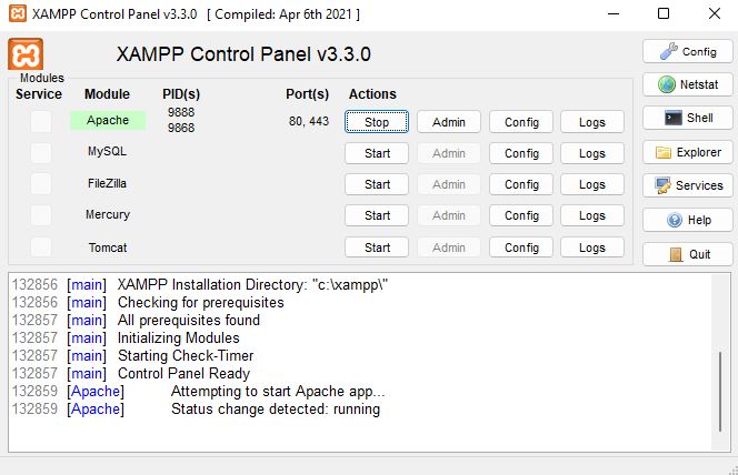 Lancer le serveur web local XAMPP