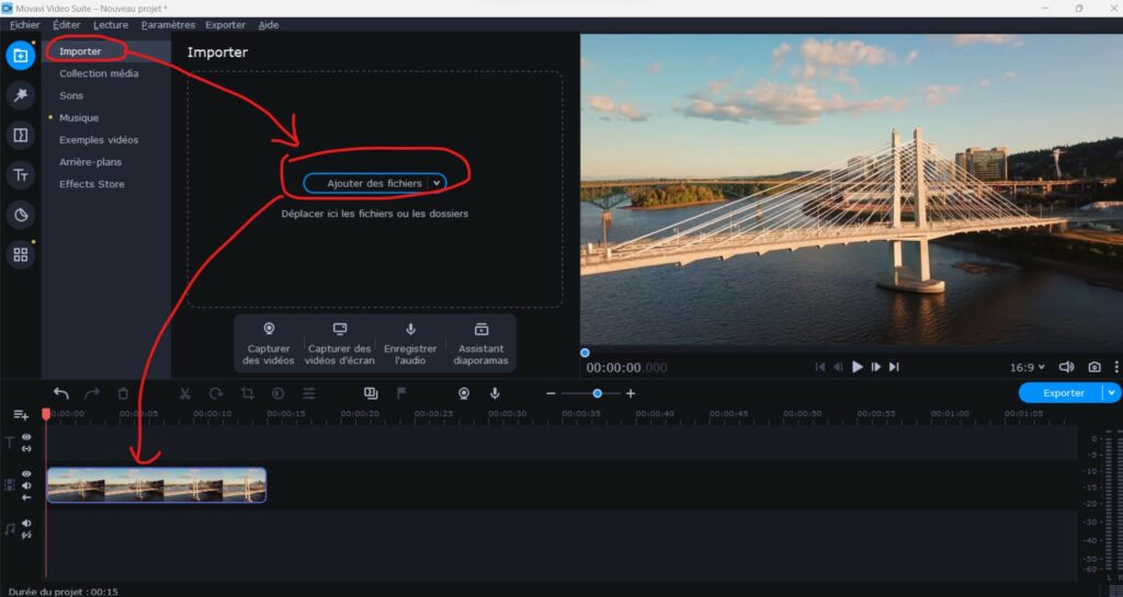 Ajouter une vidéo dans le logiciel de montage