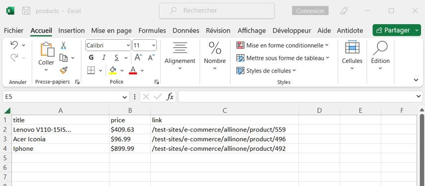 Exporter résultat webscraping en CSV avec Python