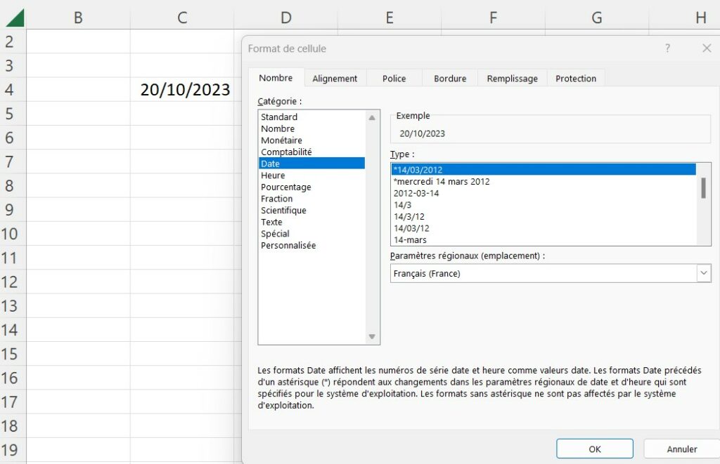 Format de date Excel