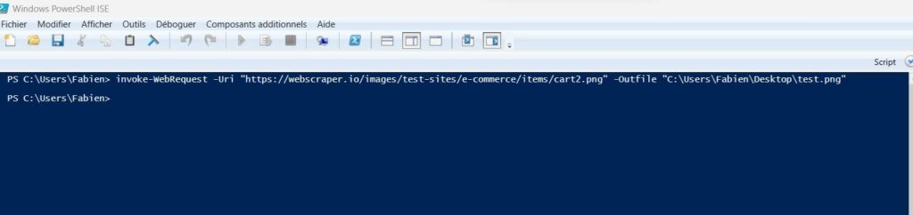 Importer image PowerShell en ligne de commande (webscraping)