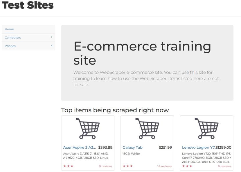 Site web ecommerce de test pour le webscraping