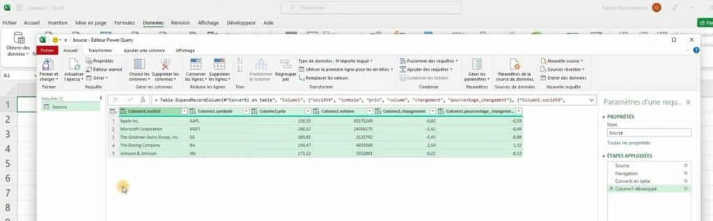 Ouvrir un fichier JSON dans Excel