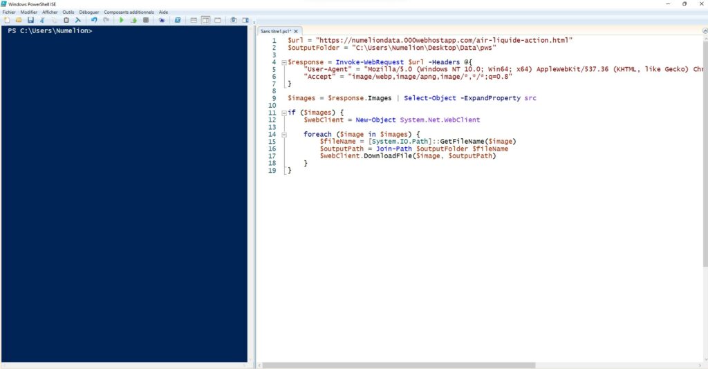 Télécharger les images web avec script PowerShell