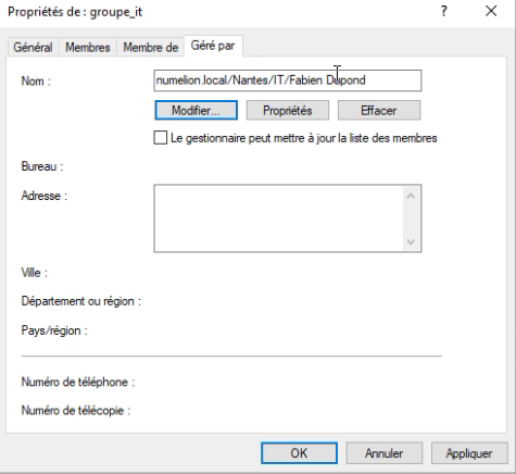 Groupe Active Directory géré par