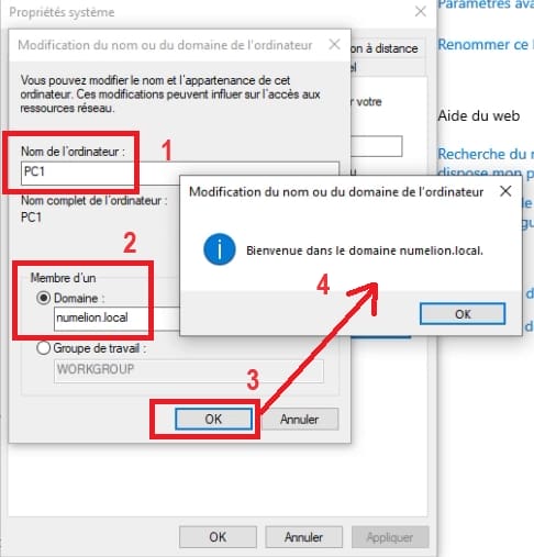 Modifier le nom et joindre le PC au domaine Active Directory