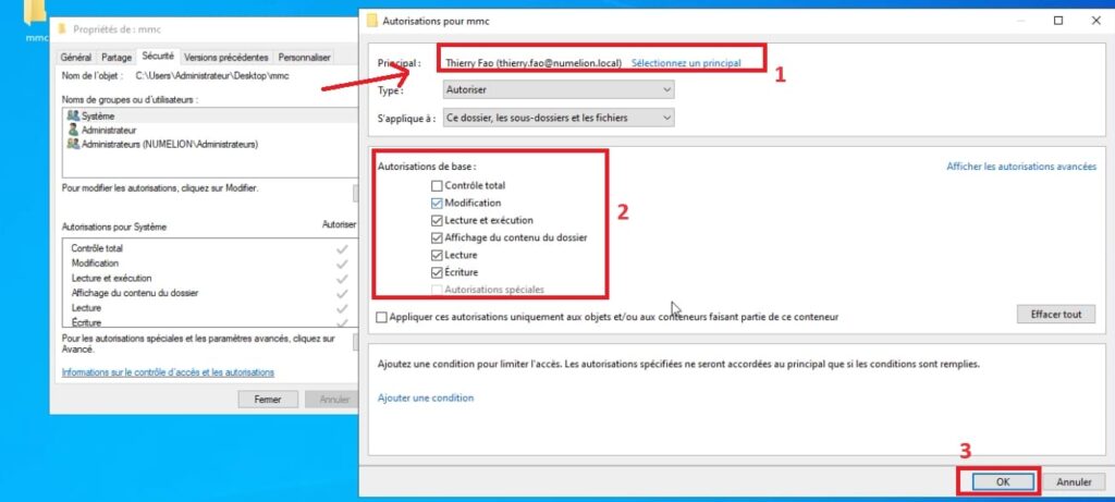 Droit et sécurité pour le partage de la console MMC