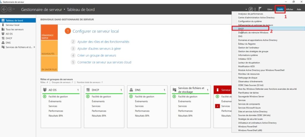 Paramétrer le serveur DHCP