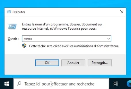 Ouvrir la console MMC
