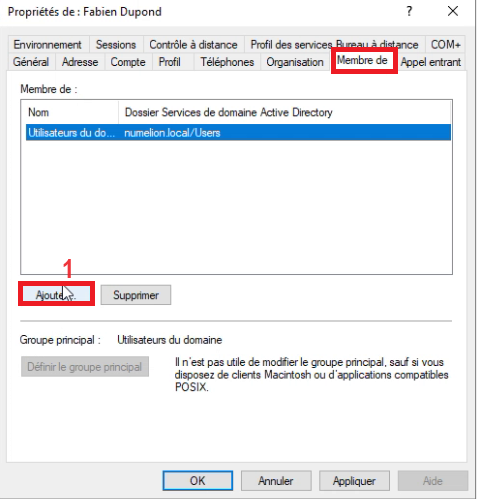 Membre de groupes dans Active Directory