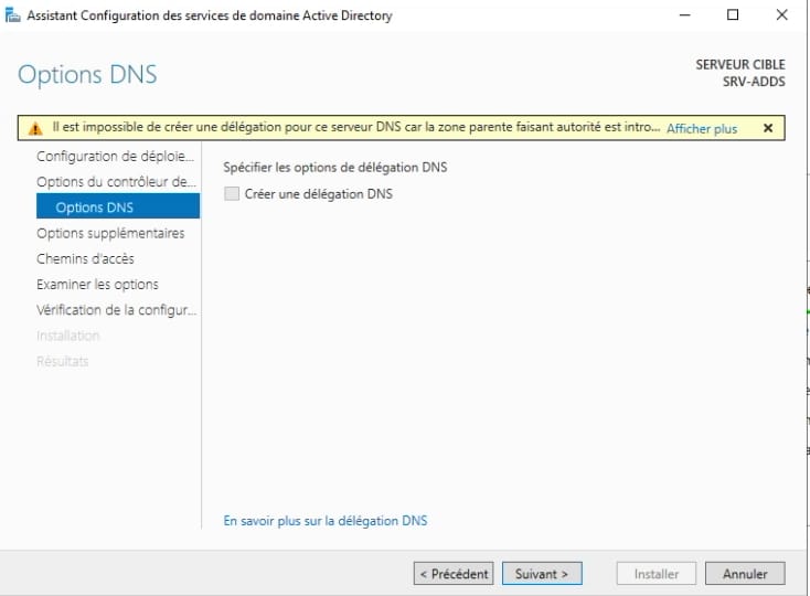 Délégation DNS pour Active Directory