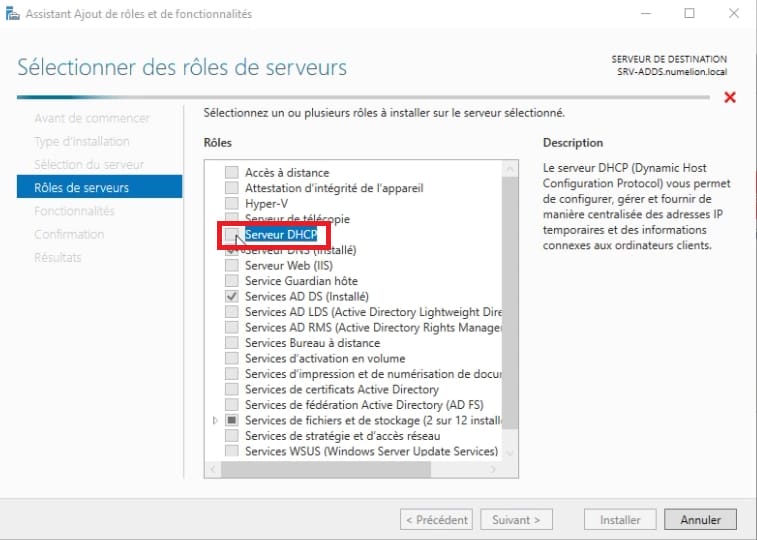 Installer le rôle DHCP sur Windows Server