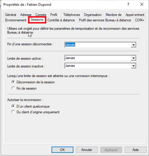 Session Active Directory