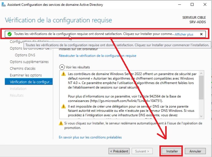 Vérifier la configuration requise