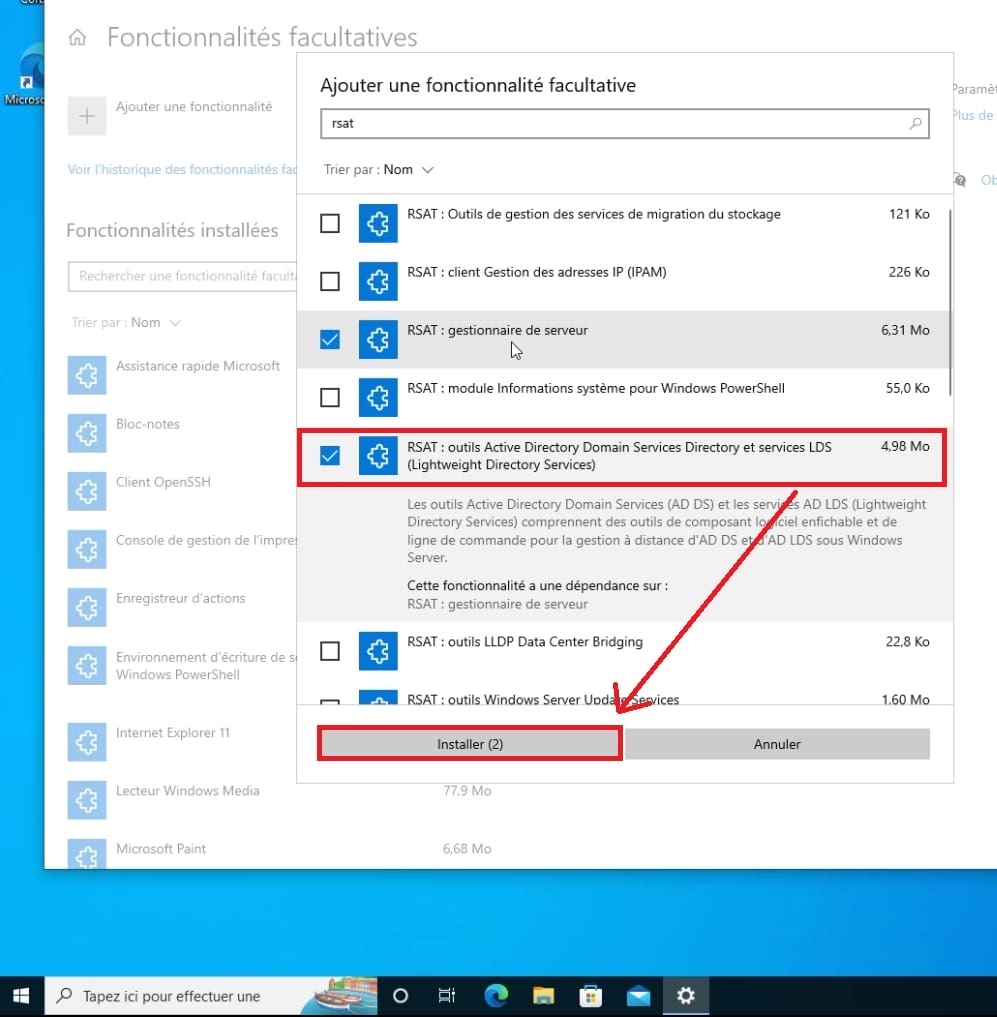 Installer RSAT Active Directory