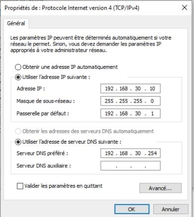 Configurer l'adresse IP de l'ordinateur