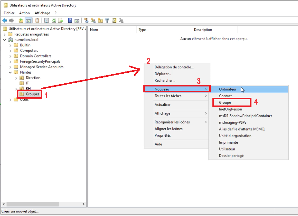 Créer un groupe Active Directory