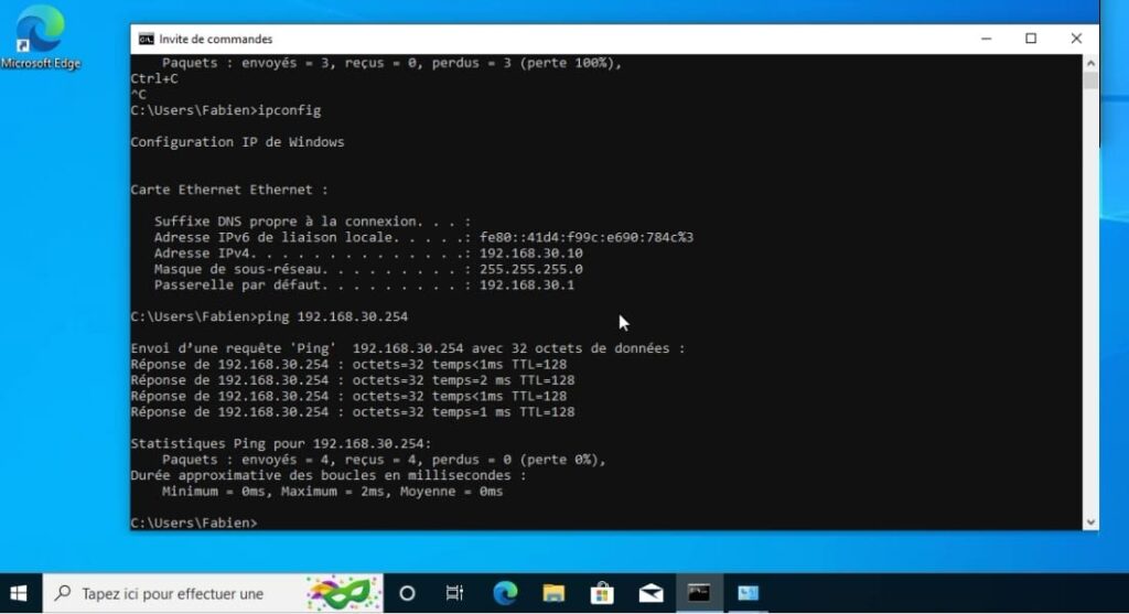 Ipconfig sur Windows