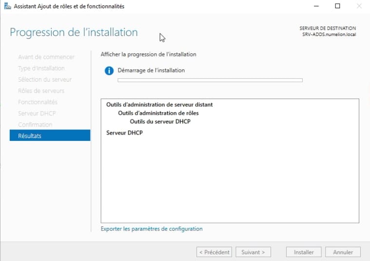 Créer serveur DHCP Windows Server