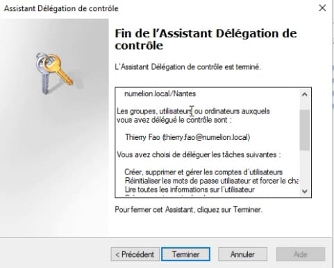 Confirmer la délégation de contrôle