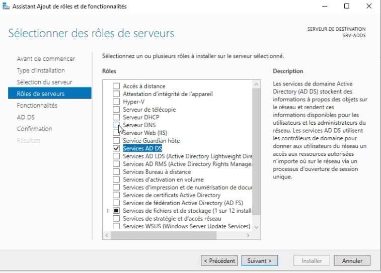 Ajouter les fonctionnalités Active Directory